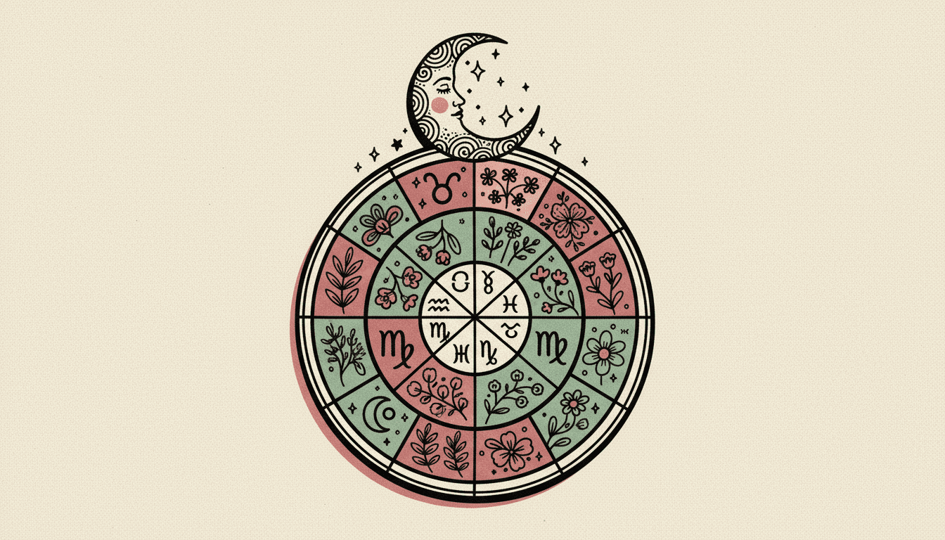 A personalized natal chart wheel showing planets, houses, and zodiac signs representing your unique cosmic identity
